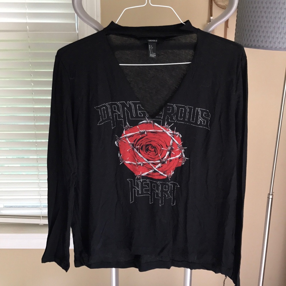 Black Long-Sleeve Cutout Tee